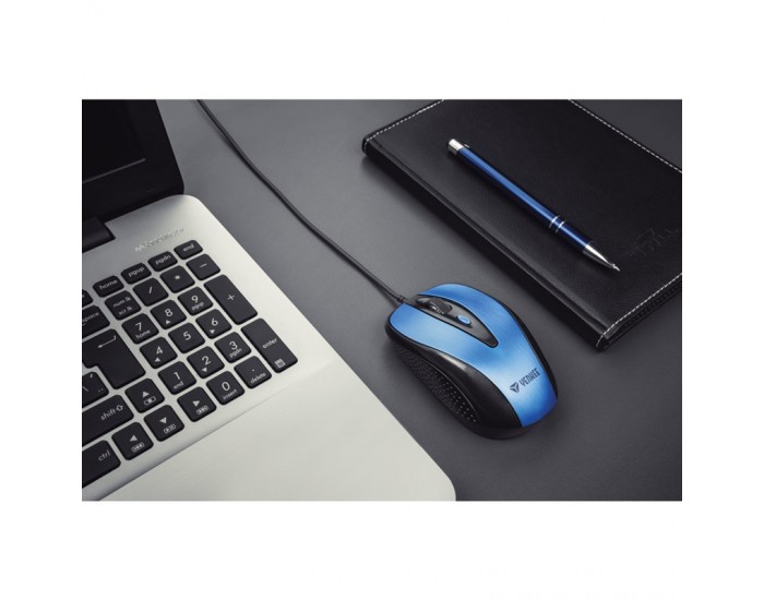 Yenkee Мишка 1025BE, оптична, USB, 2400 dpi, с кабел, синя