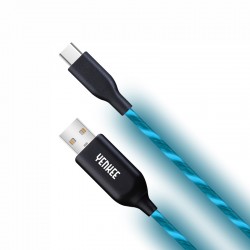 Yenkee Кабел 341 BE, USB Male към USB-C Male, LED, 2 m, син - YENKEE