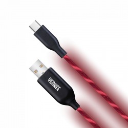 Yenkee Кабел 341 RD, USB Male към USB-C Male, LED, 1 m, червен - YENKEE