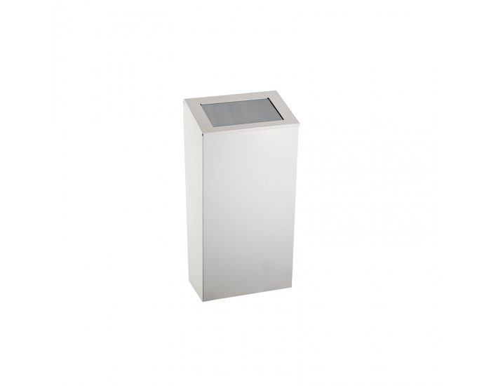 Dayco Кош за отпадъци, с натискащ се капак, метален, 21.5 х 30 х 40 cm, 25 L, бял