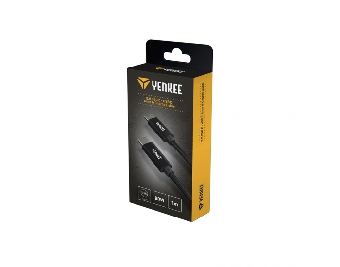 Yenkee Кабел USB Type-C към USB Type-C, 1 m, черен