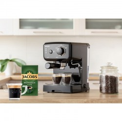Sencor Кафе машина SES 1710BK, 15 бара, в комплект с Jacobs Monarch Мляно кафе Classic, 250 g и Jacobs стъклена чаша - Sencor