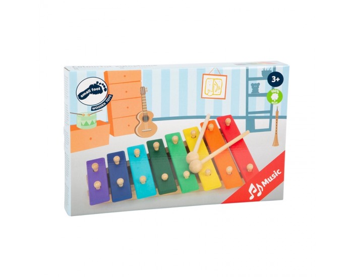 Small Foot Ксилофон, цветен, дървен, 30 х 22 х 4.5 cm