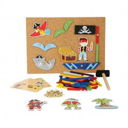Small Foot Мозайка Пирати, с чукче, дървена, 165 части - Изкуство и забавление