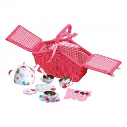 Small Foot Кошница за пикник, с чаен сервиз, розова - Изкуство и забавление