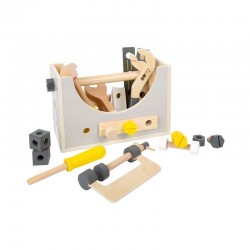 Small Foot Кутия с инструменти и мини работна маса 2 в 1, дървена - Изкуство и забавление