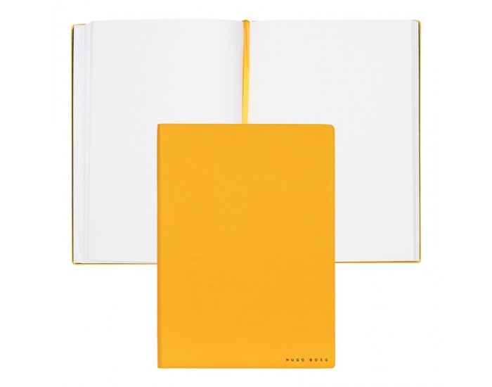 Hugo Boss Тефтер Essential Storyline, бели листове, A5, жълт