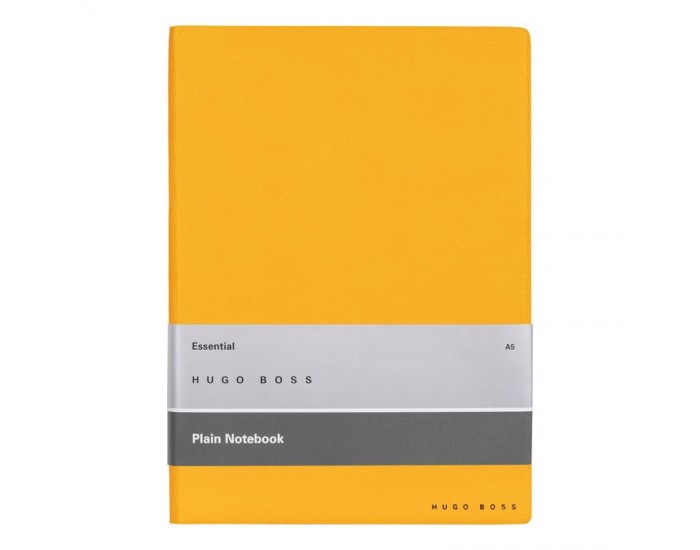 Hugo Boss Тефтер Essential Storyline, бели листове, A5, жълт