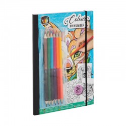 Grafix Книжка за оцветяване, по номера, с 6 двойни молива - Grafix