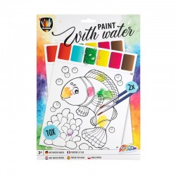 Grafix Комплект за рисуване с вода, с 10 листа и 2 четки - Материали за декорация