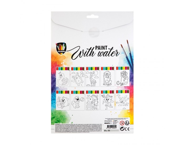 Grafix Комплект за рисуване с вода, с 10 листа и 2 четки