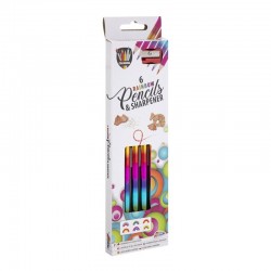 Grafix Моливи Rainbow, 6 цвята, с включена острилка - Grafix