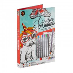 Grafix Книжка за оцветяване Куче, с флумастери, в папка - Grafix