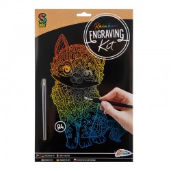 Grafix Комплект за издраскване Котка, А4, цветен - Grafix