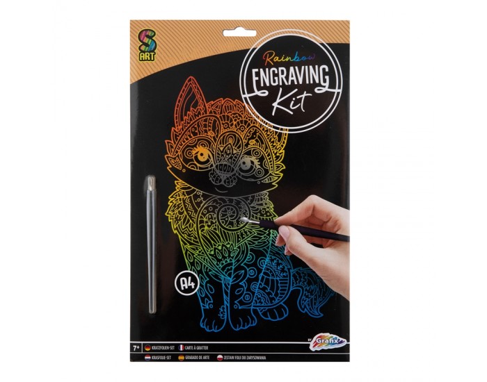 Grafix Комплект за издраскване Котка, А4, цветен