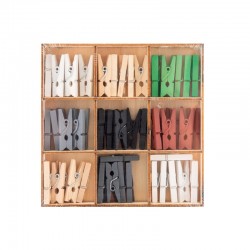 Grafix Щипки, дървени, 10 х 10 cm, в кутия, кафяви, черни, сиви и бели, 54 броя - Grafix