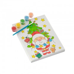 Grafix Платно за оцветяване Дядо Коледа, със стикери, с четка и бои, 20 х 15 cm - Декорации