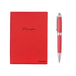 Hugo Boss Комплект химикалка и тефтер Forever Yours, А5, червени - Hugo Boss