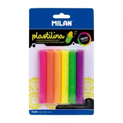 Milan Пластилин, 70 g, 6 неонови цвята - Канцеларски материали