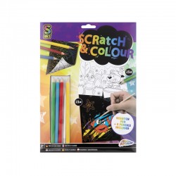 Grafix Комплект за издраскване и оцветяване, А4, 15 листа - Grafix