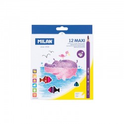 Milan Цветни моливи Maxi Tri, 5 mm, 12 цвята, с включена острилка - Канцеларски материали