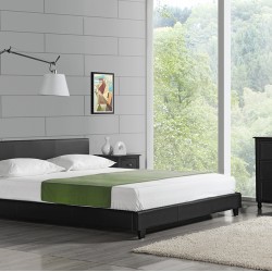 Съвременнно тапицирано легло Barcelona, 140 x 200 cm, Черен, Изкуствена кожа - Спалня