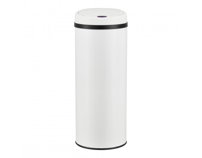 Сензорна кофа 47L,  автоматична кухненска кофа със сензор, неръждаема стомана, бял цвят