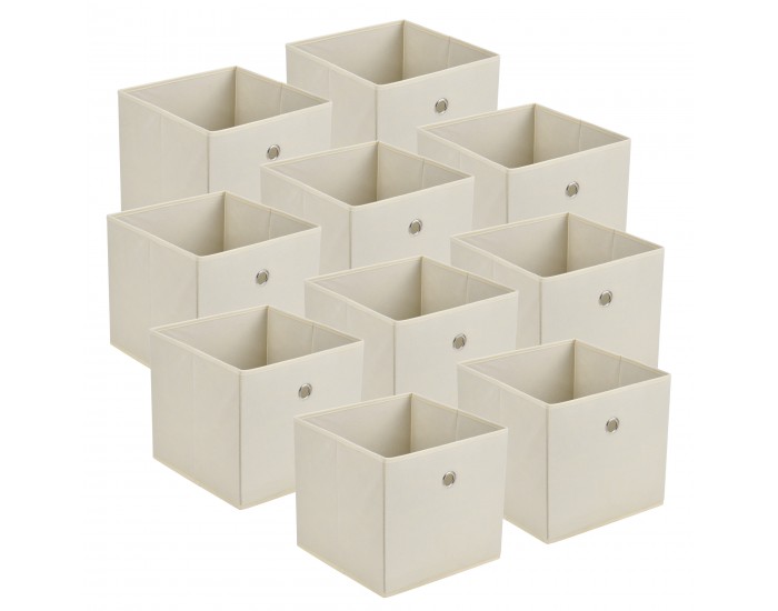 Комплект сгъваеми кутии от 10  броя, размери 30x30x28 cm,  бежов цвят