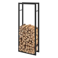Стойка за дърва за огрев  Черна, Стомана с покритие, 50x150x25cm - Външни съоражения