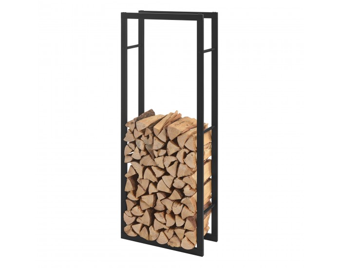 Стойка за дърва за огрев  Черна, Стомана с покритие, 50x150x25cm
