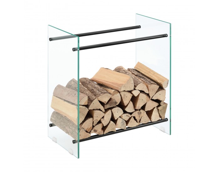 Стелаж за дърва за огрев Oshawaя, размери 60x60x35 см,  стъкло