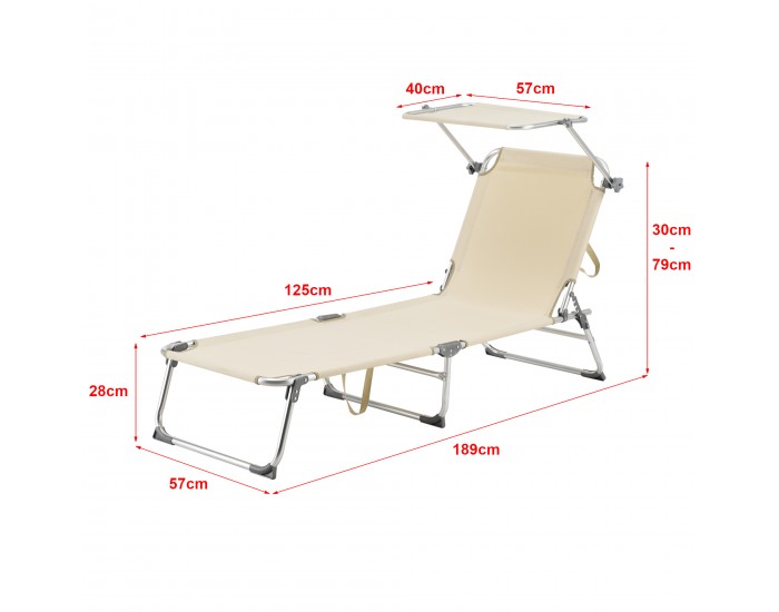 Шезлонг Legorreta, със сенник,  Бежов цвят