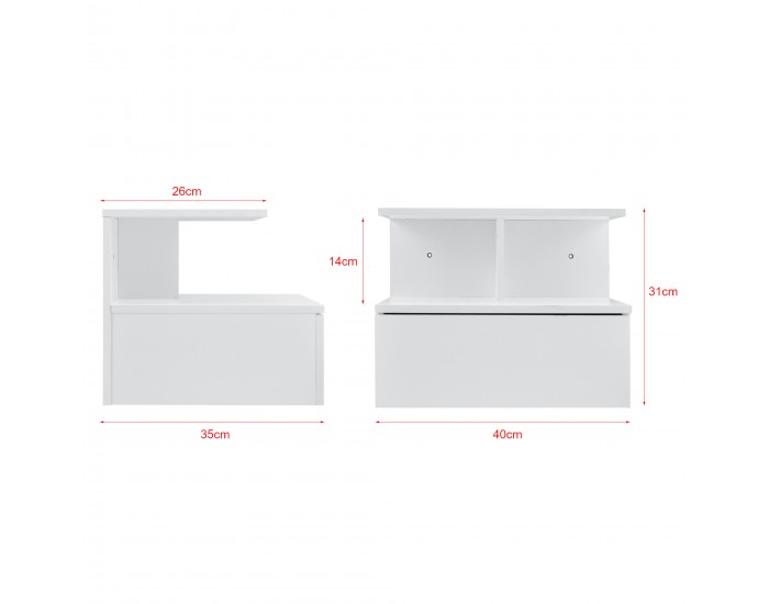 Шкафче с чекмедже за стенен монтаж, 40 x 35 x 31 cm, ПДЧ, Бяло