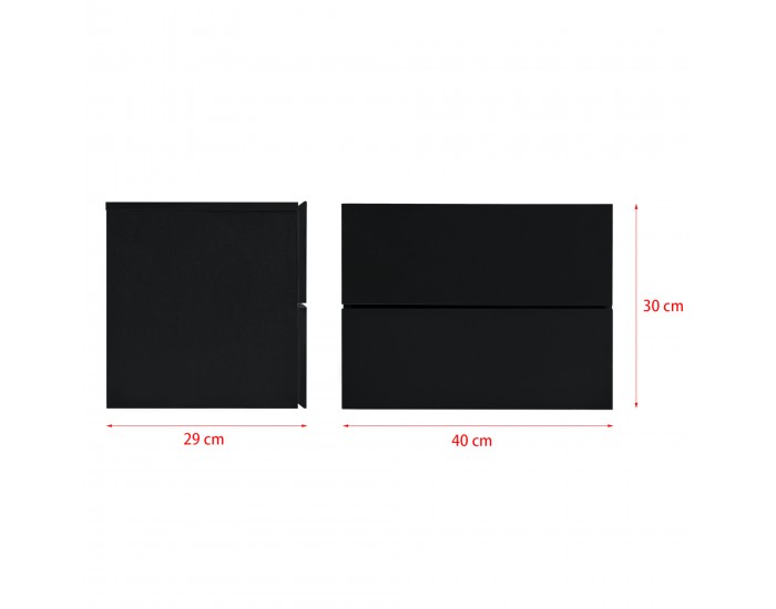 Шкафче с 2 чекмеджета за стенен монтаж  40 x 29 x 30 cm, ПДЧ, Черно