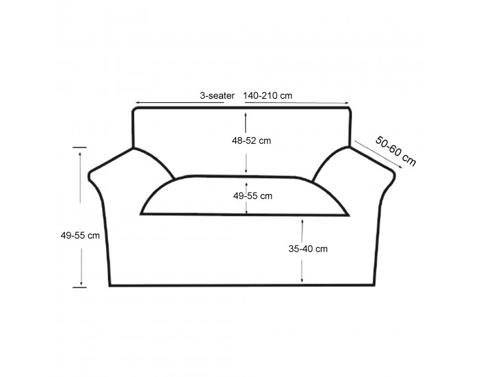 Защитен калъф за канапе, Черен, 140-210 см , от еластична материя