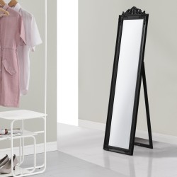 Свободностоящо огледало  Arezzo 160x40 cm регулираща се стойка бароков стил черно - Тоалетки и Огледала
