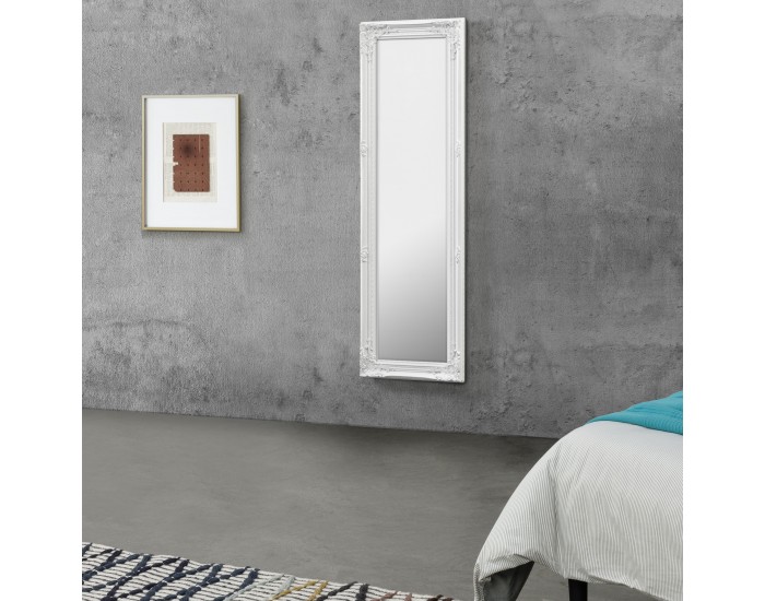 Стенно огледало Livorno  132 x 42 x 3,5 cm с рамка от евкалиптово дърво бяло