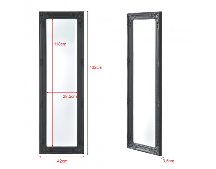 Стенно огледало Livorno 132 x 42 x 3,5 cm с рамка от евкалиптово дърво тъмносиво Стенно огледало Livorno 132 x 42 x 3,5 cm с рамка от евкалиптово дърво тъмносиво