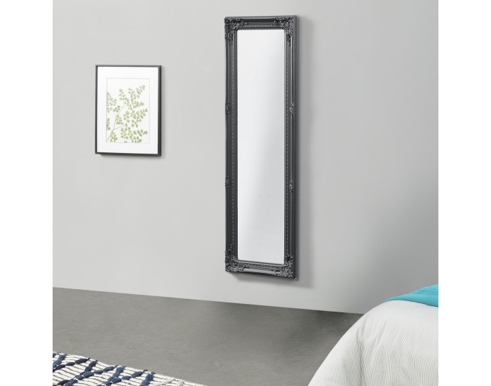 Стенно огледало Livorno 132 x 42 x 3,5 cm с рамка от евкалиптово дърво тъмносиво Стенно огледало Livorno 132 x 42 x 3,5 cm с рамка от евкалиптово дърво тъмносиво