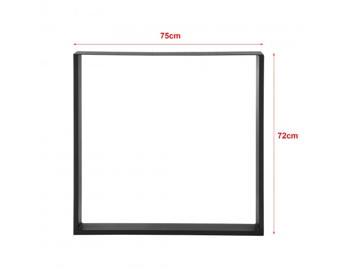 Комплект от 2 броя Рамка за маса, размери 75x72 cm, Steel Black Matt