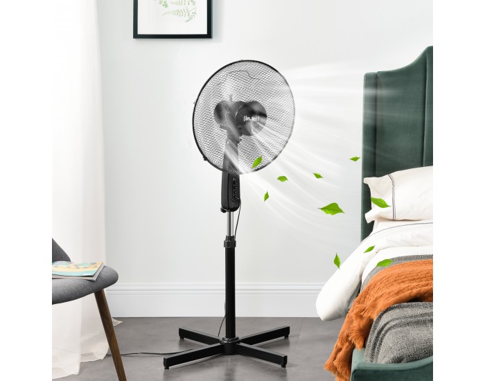 Стоящ вентилатор 3 степени 50W ø41cm Черен Пластмаса [in.tec]® - от ...