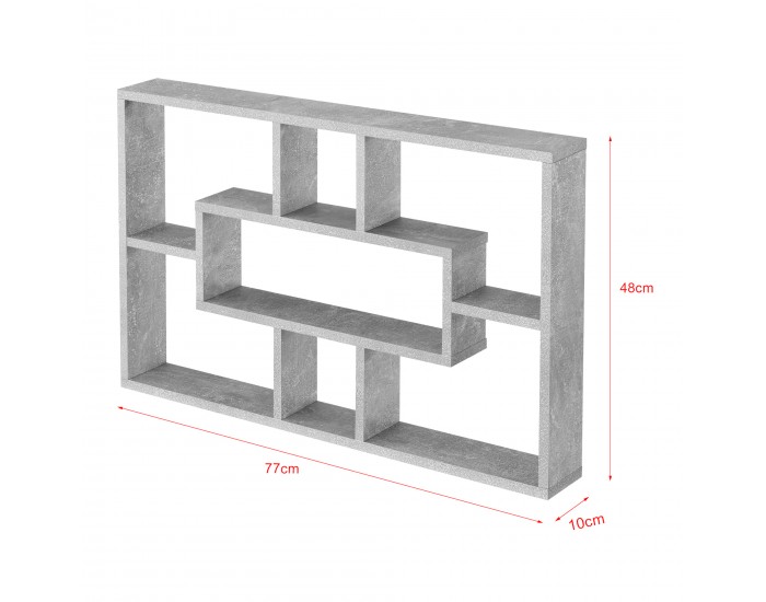 Стенен рафт Qinngua, размери 77x10x48 см, Бетон, Оптика