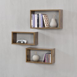Стенен рафт Mandal,  Комплект от 3 цвята,  тъмно дърво Стенен рафт Mandal,  Комплект от 3 цвята,  тъмно дърво - Дневна