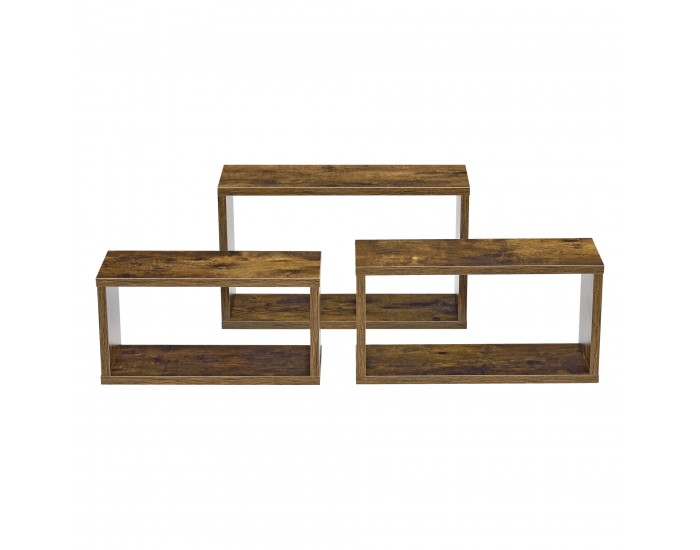 Стенен рафт Mandal,  Комплект от 3 цвята,  тъмно дърво Стенен рафт Mandal,  Комплект от 3 цвята,  тъмно дърво