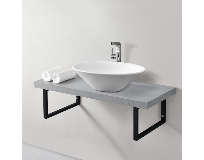 Плот за баня 100 x 45 x 30 cm закачалка за кърпа Метален корпус ПДЧ стенен монтаж, Ефект Бетон [neu.haus]