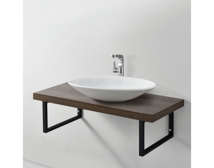 Плот за баня 100 x 45 x 30 cm закачалка за кърпа Метален корпус ПДЧ стенен монтаж, Ефект Орех [neu.haus]