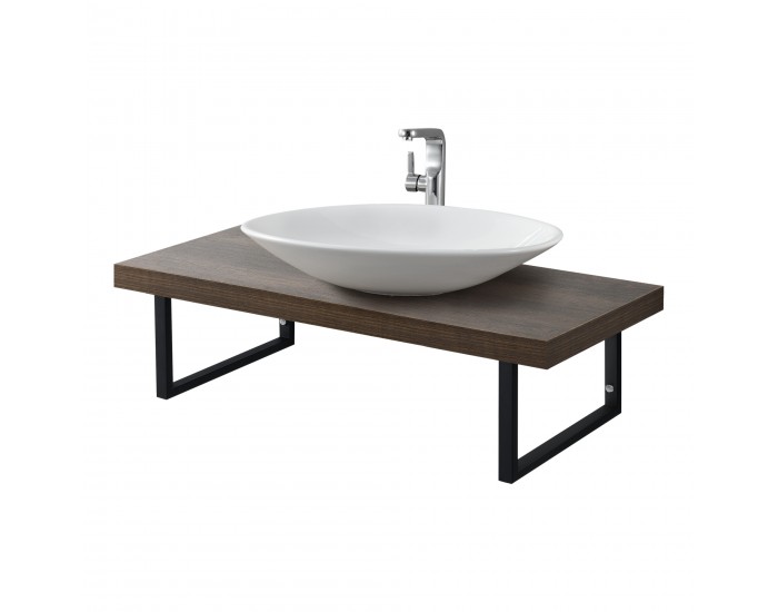 Плот за баня 100 x 45 x 30 cm закачалка за кърпа Метален корпус ПДЧ стенен монтаж, Ефект Орех [neu.haus]
