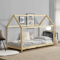 Детско легло дизайн Къщичка, 80 х 160 см., Естествен бор - Детски легла
