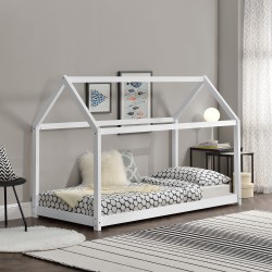 Детско легло дизайн Къщичка, 80 х 160 см., Бяло, матирано покритие - Детска стая