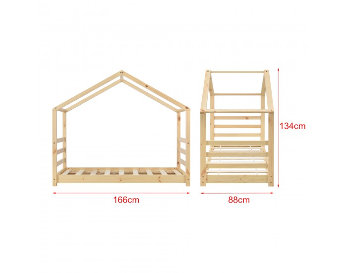 Детско легло от борово дърво, естествено дърво 160x80cm